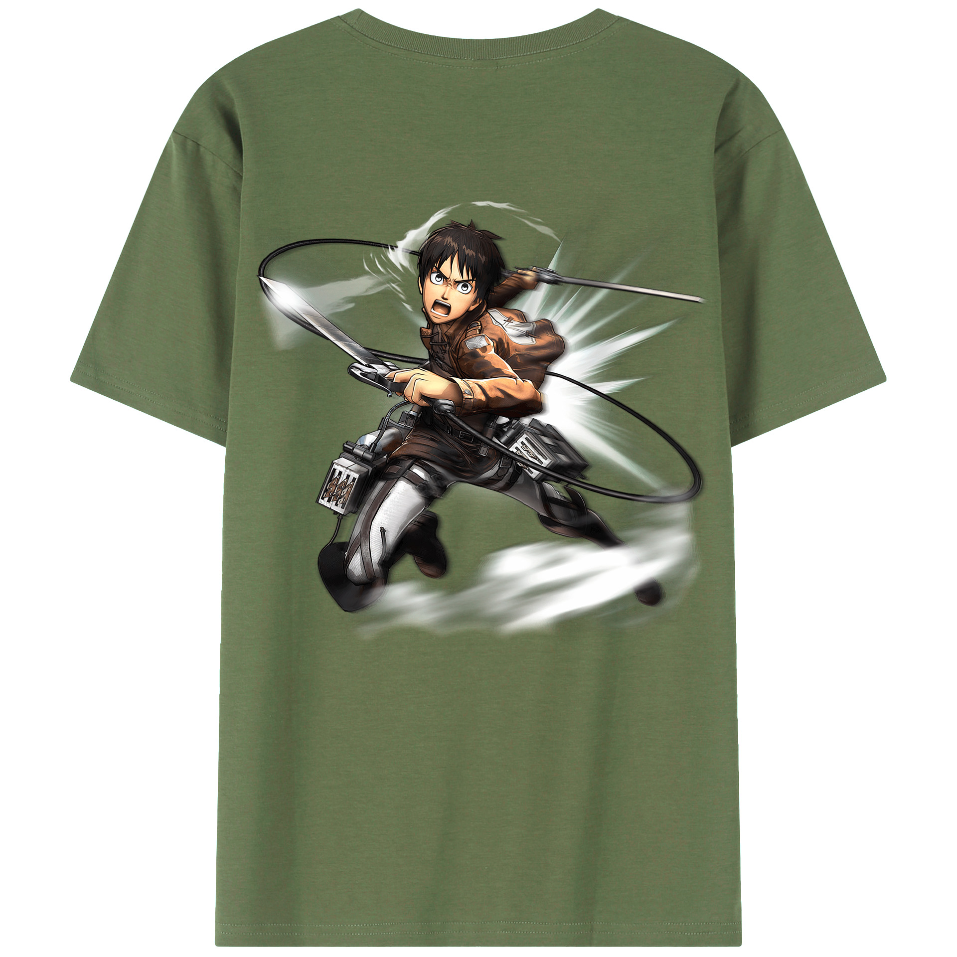 （画像用） 進撃の巨人 エレン･イェーガー Attack on Titan Eren Jäger 綿100％ メンズ半袖Tシャツ（バックプリント） 通気性